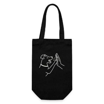 Hund High Five – Minimalistisch & süß - Geschenkbeutel für Flaschen - Schwarz - Vorne