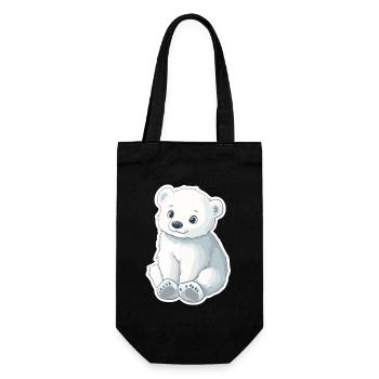 Polarbär Illustration – Arktisches Tiermotiv - Geschenkbeutel für Flaschen - Schwarz - Vorne