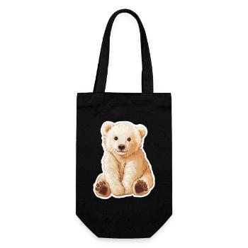 Polarbär Illustration – Arktisches Tiermotiv - Geschenkbeutel für Flaschen - Schwarz - Vorne