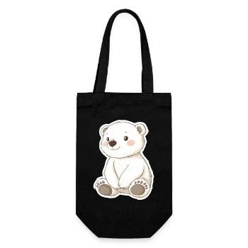 Polarbär Illustration – Arktisches Tiermotiv - Geschenkbeutel für Flaschen - Schwarz - Vorne