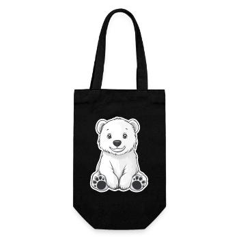 Polarbär Illustration – Arktisches Tiermotiv - Geschenkbeutel für Flaschen - Schwarz - Vorne