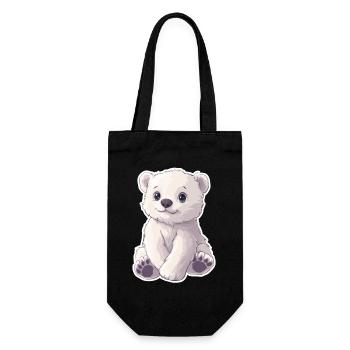 Polarbär Illustration – Arktisches Tiermotiv - Geschenkbeutel für Flaschen - Schwarz - Vorne