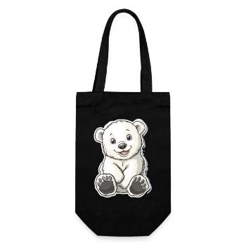 Polarbär Illustration – Arktisches Tiermotiv - Geschenkbeutel für Flaschen - Schwarz - Vorne