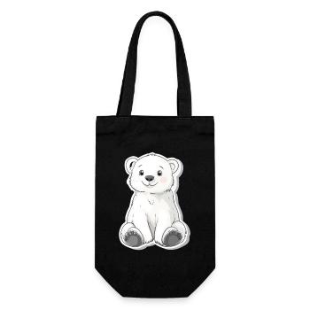 Polarbär Illustration – Arktisches Tiermotiv - Geschenkbeutel für Flaschen - Schwarz - Vorne