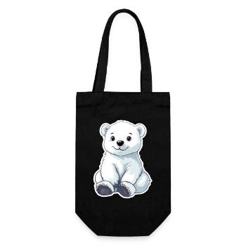 Polarbär Illustration – Arktisches Tiermotiv - Geschenkbeutel für Flaschen - Schwarz - Vorne