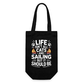 Sailing Saying Cats Sailor Cat Sailing Gift - Gift Bag for Bottles - black - Front