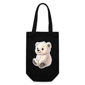 Polarbär Illustration – Arktisches Tiermotiv - Geschenkbeutel für Flaschen - Schwarz - Vorne