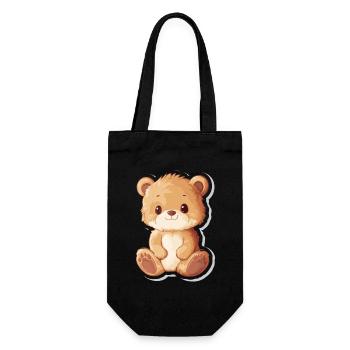Süßer Bär – Geschenkidee für Wald- & Tierfans - Geschenkbeutel für Flaschen - Schwarz - Vorne