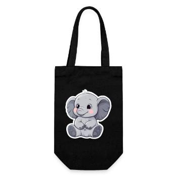 Éléphant mignon – idée cadeau pour les amoureux des animaux - Sac à bouteille - noir - Devant