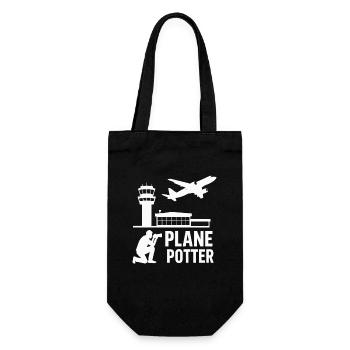 Plane – Flugzeugspotter Design - Geschenkbeutel für Flaschen - Schwarz - Vorne