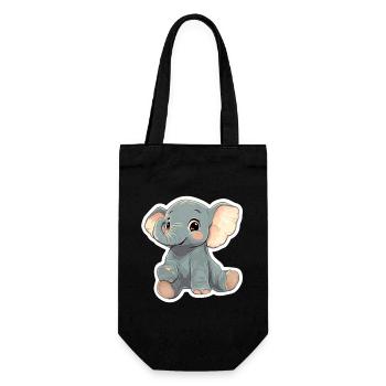 Éléphant mignon – idée cadeau pour les amoureux des animaux - Sac à bouteille - noir - Devant