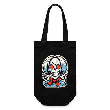 Squelette souriant avec ruban rouge - Sac à bouteille - noir - Devant