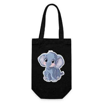 Éléphant mignon – idée cadeau pour les amoureux des animaux - Sac à bouteille - noir - Devant