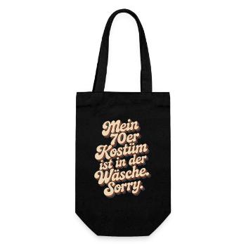 70er Jahre Kostüm Ist In Der Wäsche 70s Party 70er - Geschenkbeutel für Flaschen - Schwarz - Vorne