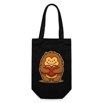 Cute fuzzy animal with a red heart - Gift Bag for Bottles - black - Front