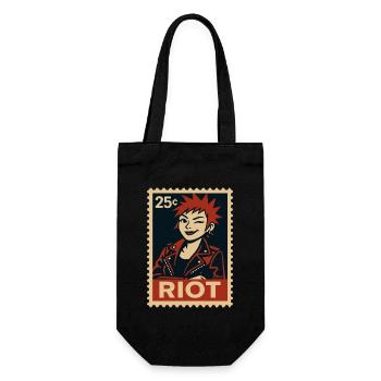 Punk Frau mit roter Frisur - Geschenkbeutel für Flaschen - Schwarz - Vorne