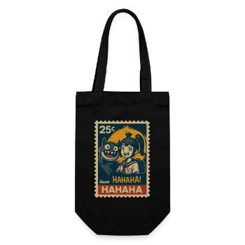 Girl with yokai cat and full moon - Gift Bag for Bottles - black - Front