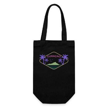 Curacao Palmen Insel Karibik Strand Meer Souvenir - Geschenkbeutel für Flaschen - Schwarz - Vorne