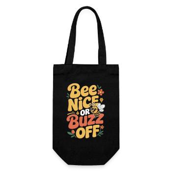 Bienen Imker Bee Nice Or Buzz Off Bienenzüchter - Geschenkbeutel für Flaschen - Schwarz - Vorne