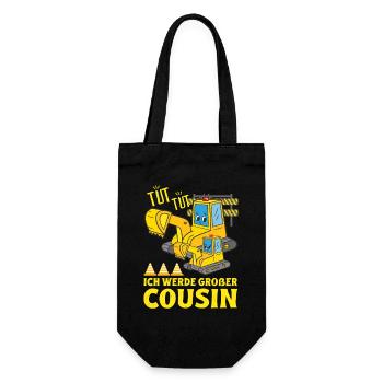 Ich Werde Großer Cousin 2026 Bagger bald Großer - Geschenkbeutel für Flaschen - Schwarz - Vorne