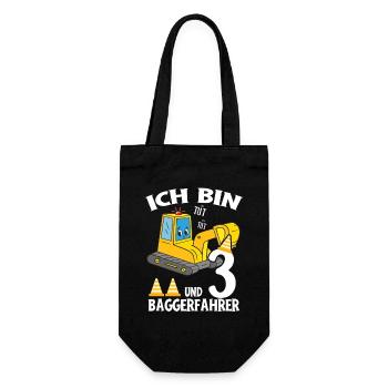 Geburtstag Bagger 3 Jahre Bagger Party Geschenk - Geschenkbeutel für Flaschen - Schwarz - Vorne