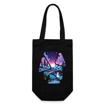 Landscape Snow Puzzle Fantasy - White Rabbit - Gift Bag for Bottles - black - Front