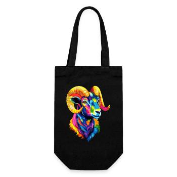 Widder Mufflon Aries Wilde Schafe Männliches Schaf - Geschenkbeutel für Flaschen - Schwarz - Vorne