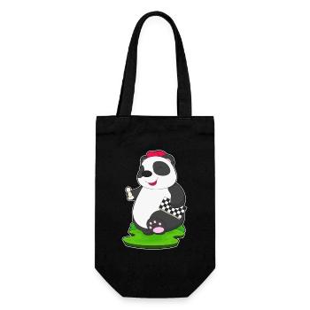 Panda Schachfigur Schach Schachbrett - Geschenkbeutel für Flaschen - Schwarz - Vorne