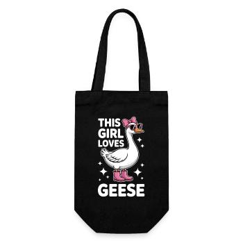 Gans Spruch Mädchen Gänse Lustiges Gans Geschenk - Geschenkbeutel für Flaschen - Schwarz - Vorne