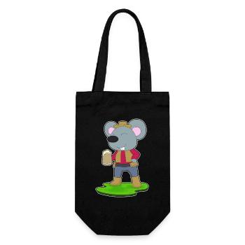 Maus Bier - Geschenkbeutel für Flaschen - Schwarz - Vorne