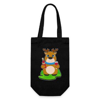 Reindeer bottle of red wine - Gift Bag for Bottles - black - Front