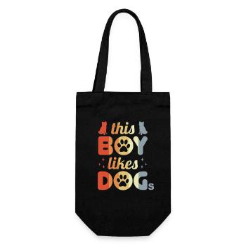 Boy who likes dogs - Gift Bag for Bottles - black - Front