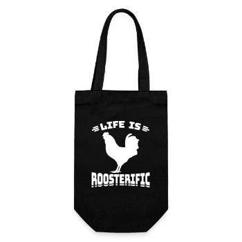 Life is Roosterific - Geschenkbeutel für Flaschen - Schwarz - Vorne