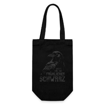 Heute mal ein fröhliches schwarz - Rabe - Geschenkbeutel für Flaschen - Schwarz - Vorne