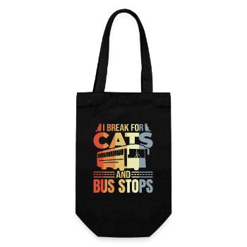 I Brake for Cats and Bus Stops - Gift Bag for Bottles - black - Front