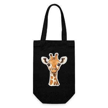 Giraffe - Geschenkbeutel für Flaschen - Schwarz - Vorne