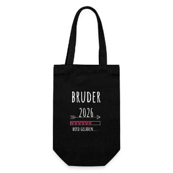 Großer Bruder 2026 Geschenk Geschwisterchen - Geschenkbeutel für Flaschen - Schwarz - Vorne
