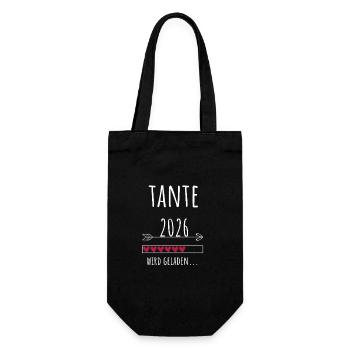 werdende Tante 2026 Geschenk Babyankündigung - Geschenkbeutel für Flaschen - Schwarz - Vorne