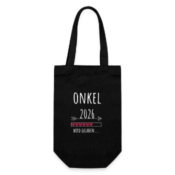 werdender Onkel 2026 Geschenk zur Schwangerschaft - Geschenkbeutel für Flaschen - Schwarz - Vorne