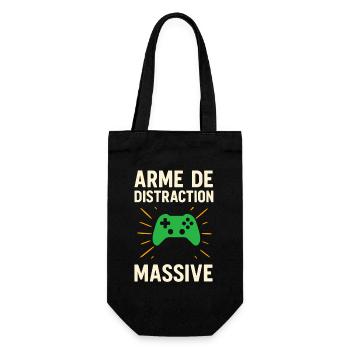 T-shirt gamer drôle – Arme de distraction massive - Sac à bouteille - noir - Devant