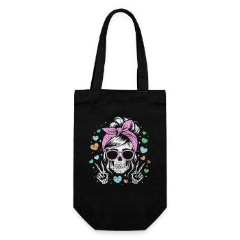 Playful Skull Girl with Heart Accents - Gift Bag for Bottles - black - Front