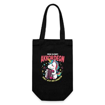 Mein kleines Akkordeon Einhorn spielt Zauberton - Geschenkbeutel für Flaschen - Schwarz - Vorne
