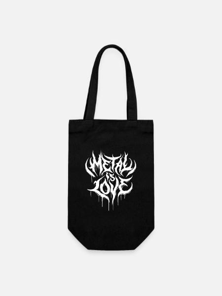 Metal is Love – Heavy Metal Schriftzug Design - Geschenkbeutel für Flaschen - Schwarz
