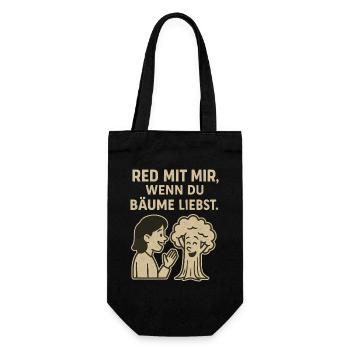 Red mit mir, wenn du Bäume liebst - Geschenkbeutel für Flaschen - Schwarz - Vorne
