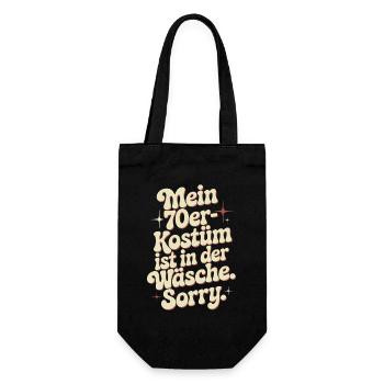 70er Jahre Kostüm Ist In Der Wäsche 70s Party 70er - Geschenkbeutel für Flaschen - Schwarz - Vorne