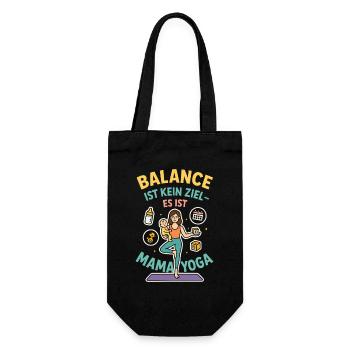 Balance ist kein Ziel – es ist Mama-Yoga - Geschenkbeutel für Flaschen - Schwarz - Vorne
