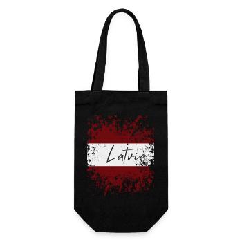 Grunge Latvian flag, I love Latvia - Gift Bag for Bottles - black - Front