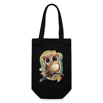 Owl - Gift Bag for Bottles - black - Front