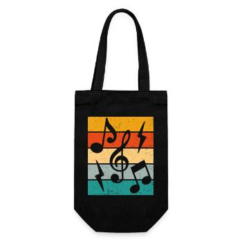 Musiknoten Retro - Geschenkbeutel für Flaschen - Schwarz - Vorne