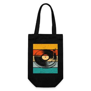 Platine vinyle rétro - Sac à bouteille - noir - Devant